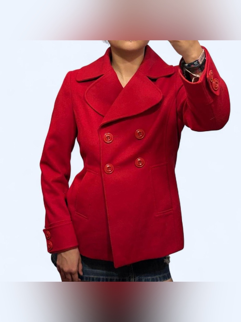 Y2K Red Wool Babydoll Peacoat by New York & Company!